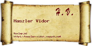 Haszler Vidor névjegykártya